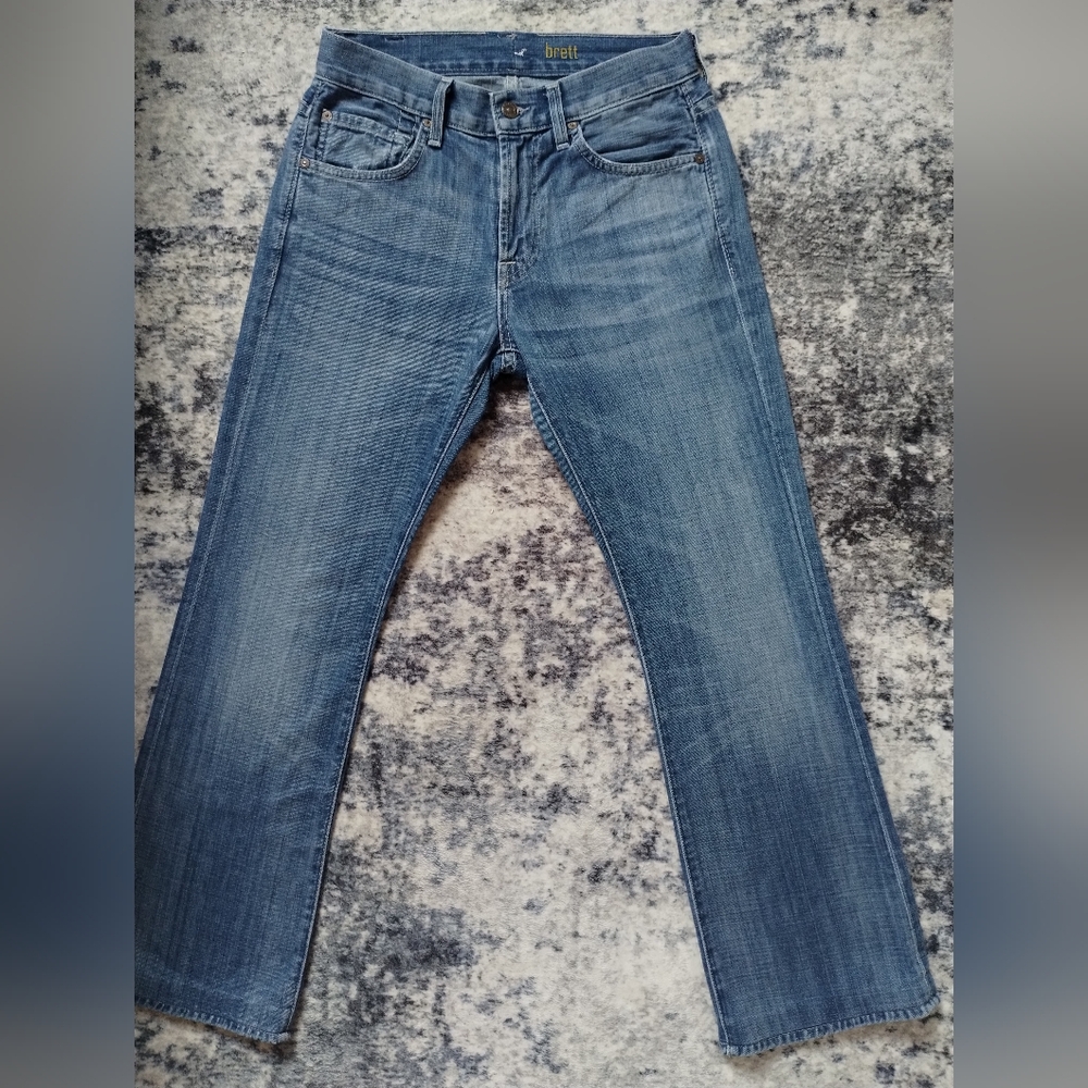 7 For All Mankind Brett Blue Straight Leg Jeans 28